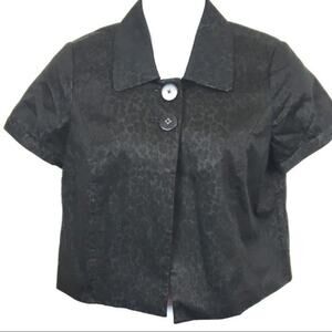 Crop Jacket Vintage 60s Vibe Retro Willi Smith Women's Black Short Sleeve Size L